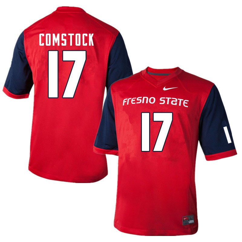 Men #17 Steven Comstock Fresno State Bulldogs College Football Jerseys Sale-Red